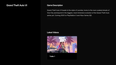 The GTA VI Game Page Has Appeared On Rockstar's Website