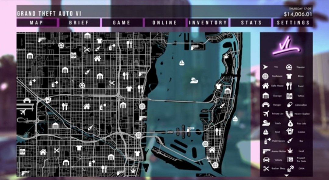 GTA VI Pause Map Fan Art