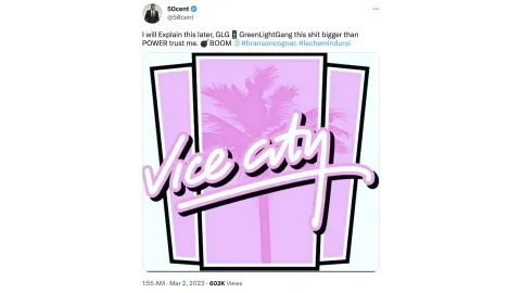 50 Cent's now deleted Vice City Tweet