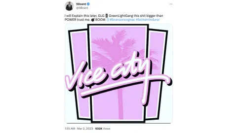 50 Cent Vice City Tweet 50 Cent's now deleted Vice City Tweet
