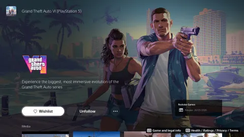GTA VI Available For PS5 Wishlist