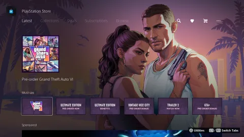 GTA VI Pre-order Playstation 5 Main Screen