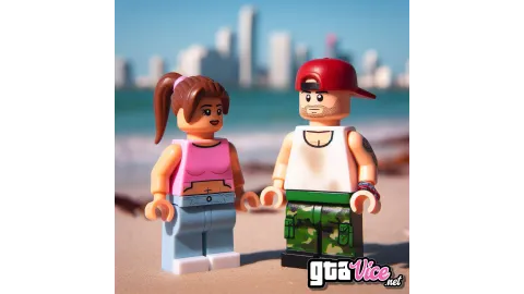 Jason and Lucia Beach LEGO Concept Art (AI Generated By Psy)