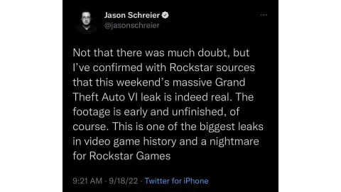 Jason Schreier GTA VI Leak