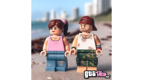Lucia and Jason LEGO Beach Concept Art (AI Generated By Psy)