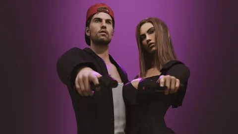 Lucia and Jason with weapons fan render
