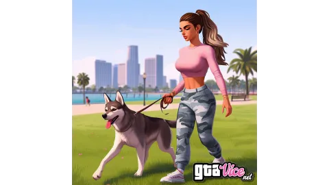 Lucia Walking A Dog Concept Art (AI Generated By Psy)