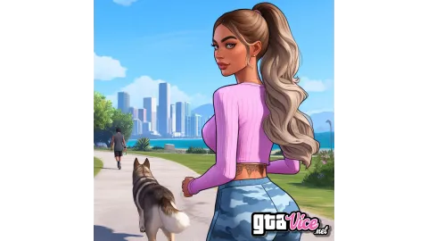 Lucia Walking Her Pet Dog Concept Art (AI Generated By Psy)