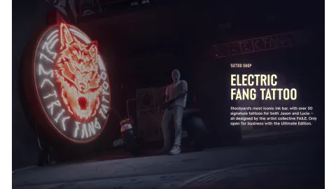 Official GTA 6 Website Ultimate Edition Electric Fang Tattoo