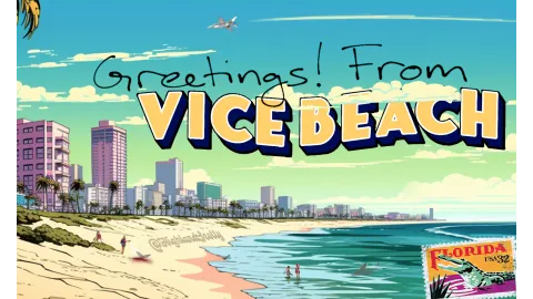 Vice Beach Postcard By HighlandScotty