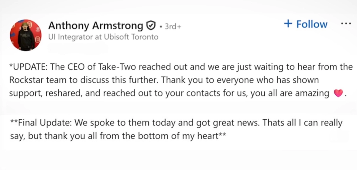 Anthony Armstrong Message Linkedin 2