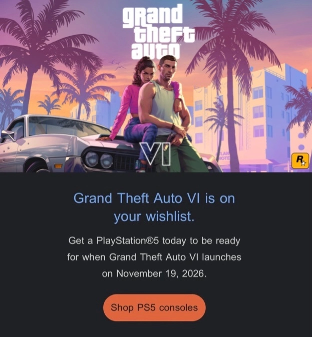 Grand Theft Auto VI is on your wishlist PS5