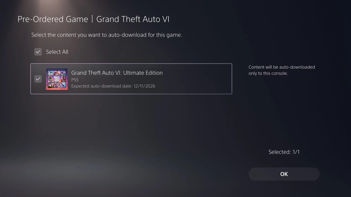 GTA VI Pre-order Playstation 5 Purchased
