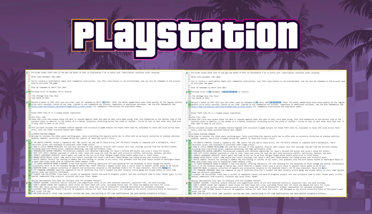 GTA VI Ps Store Description Before Vs After