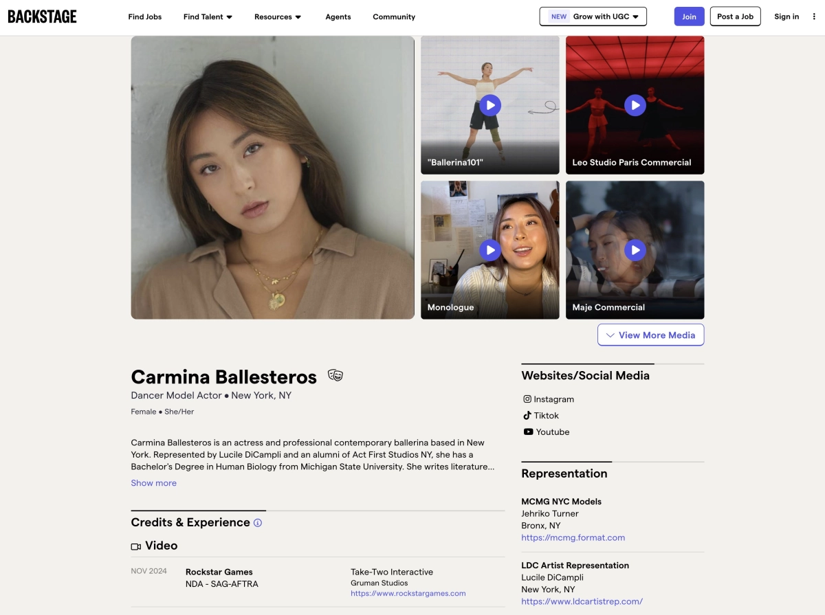 Possible GTA 6 Acting Credit Carmina Ballesteros
