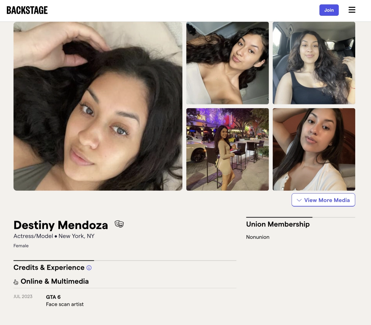 Possible GTA 6 Acting Credit Destiny Mendoza