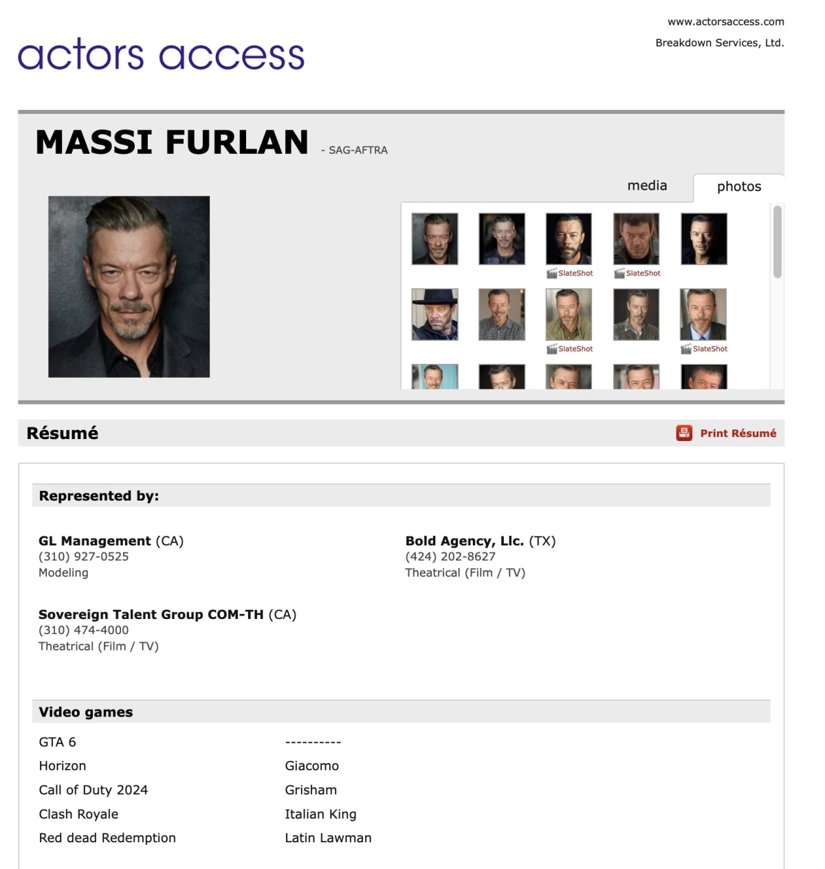 Possible GTA 6 Acting Credit Massi Furlan