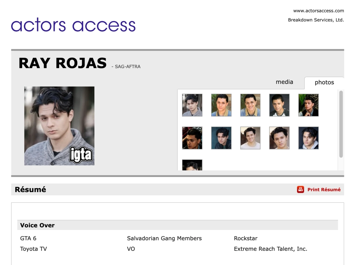 Possible GTA 6 Cast Member Ray Rojas