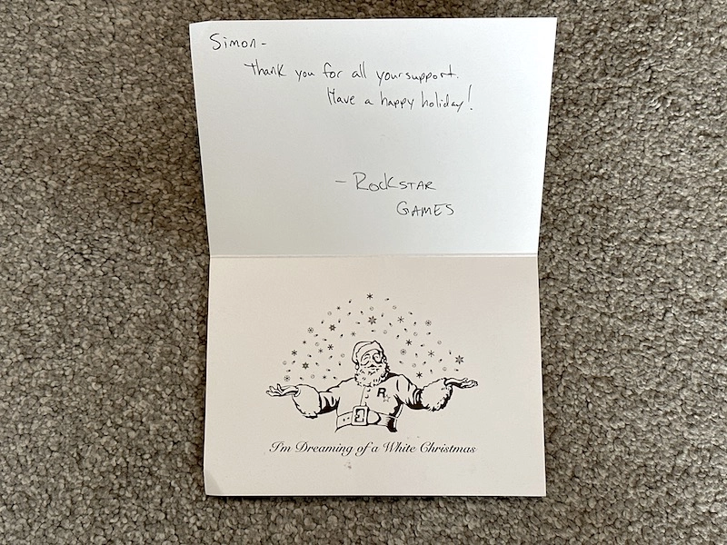 Rockstar Games Reindeer Christmas Card Inside