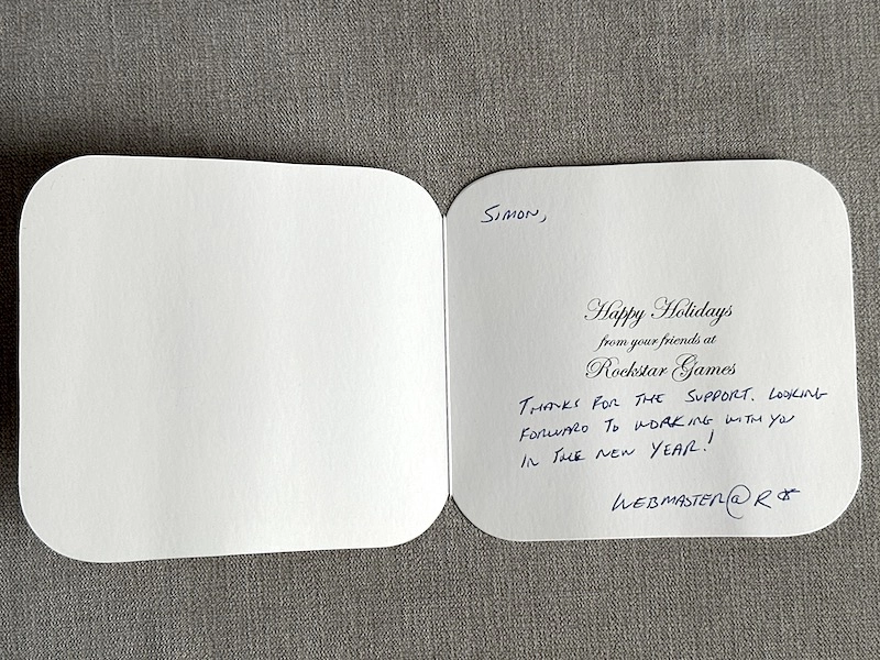Rockstar Games Snowy Logo Christmas Card Inside