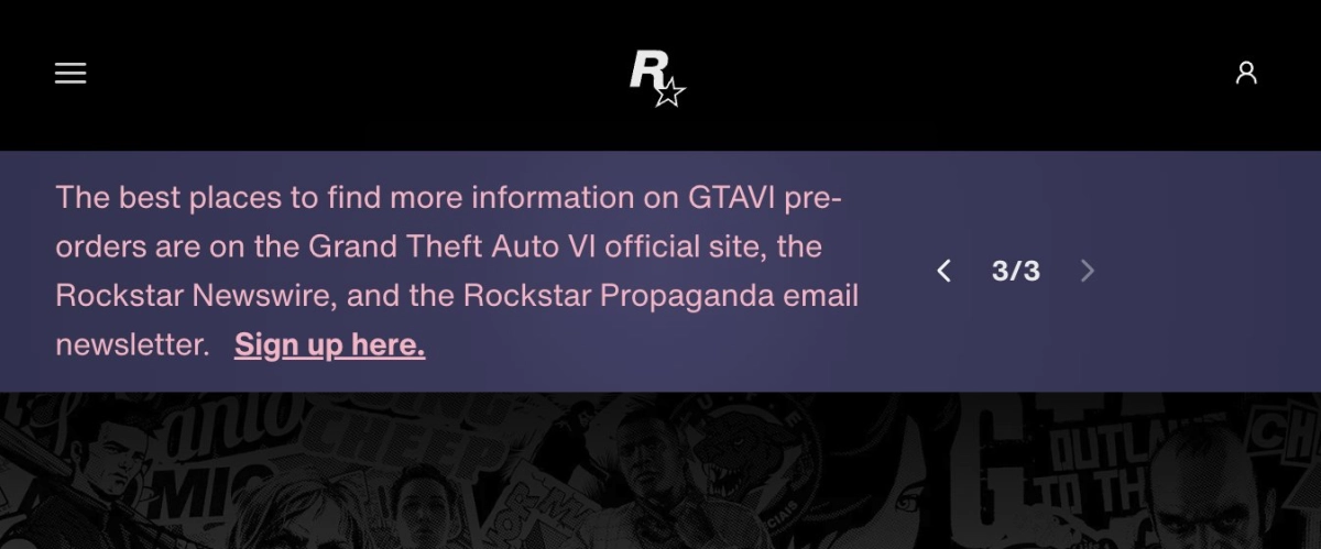 Rockstar Support GTAVI Pre-Order Banner Before