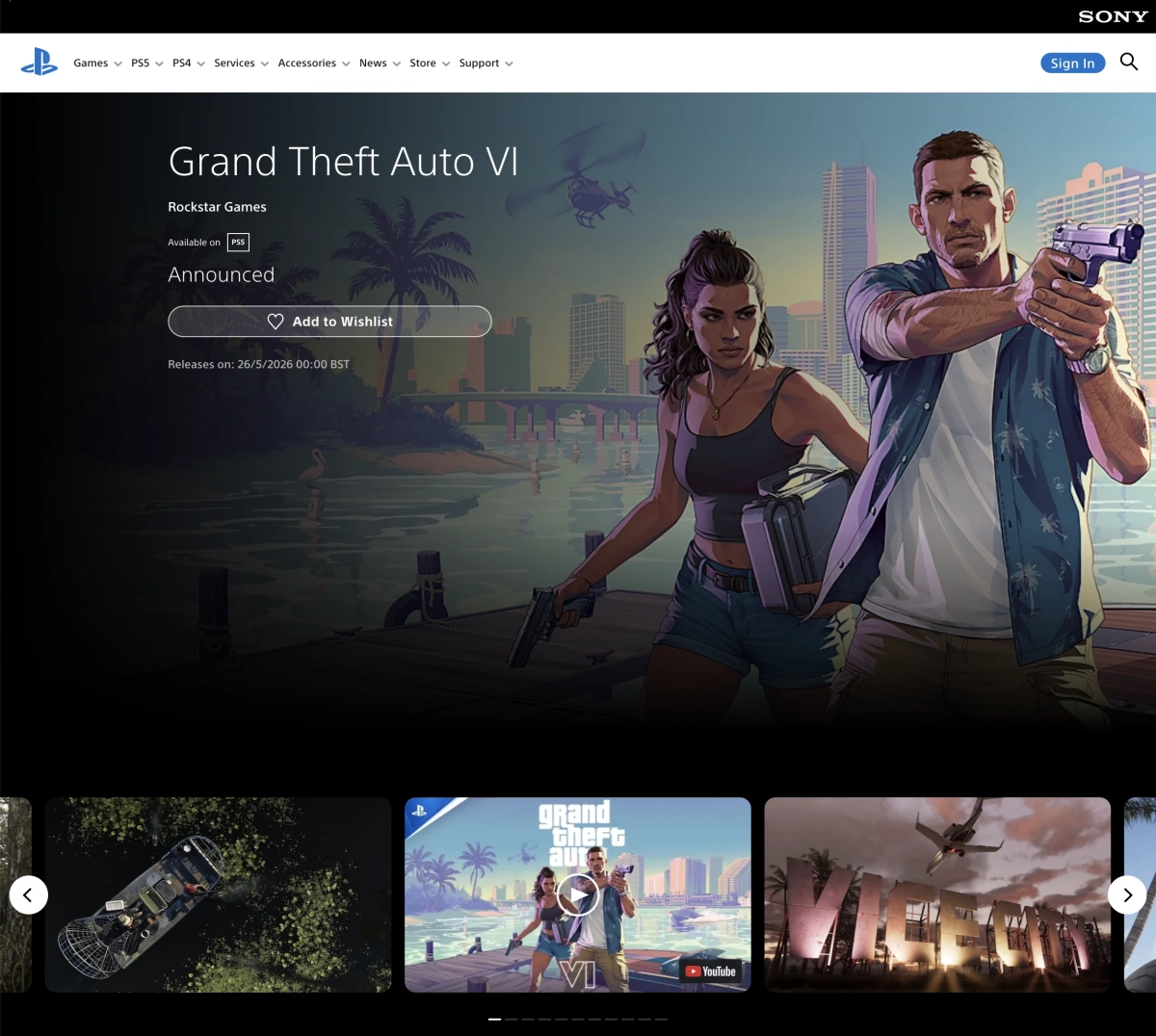 Wishlist GTA VI Playstation