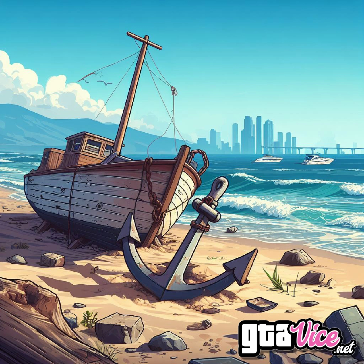 Beached Boat Concept Art (AI Generated By Psy)