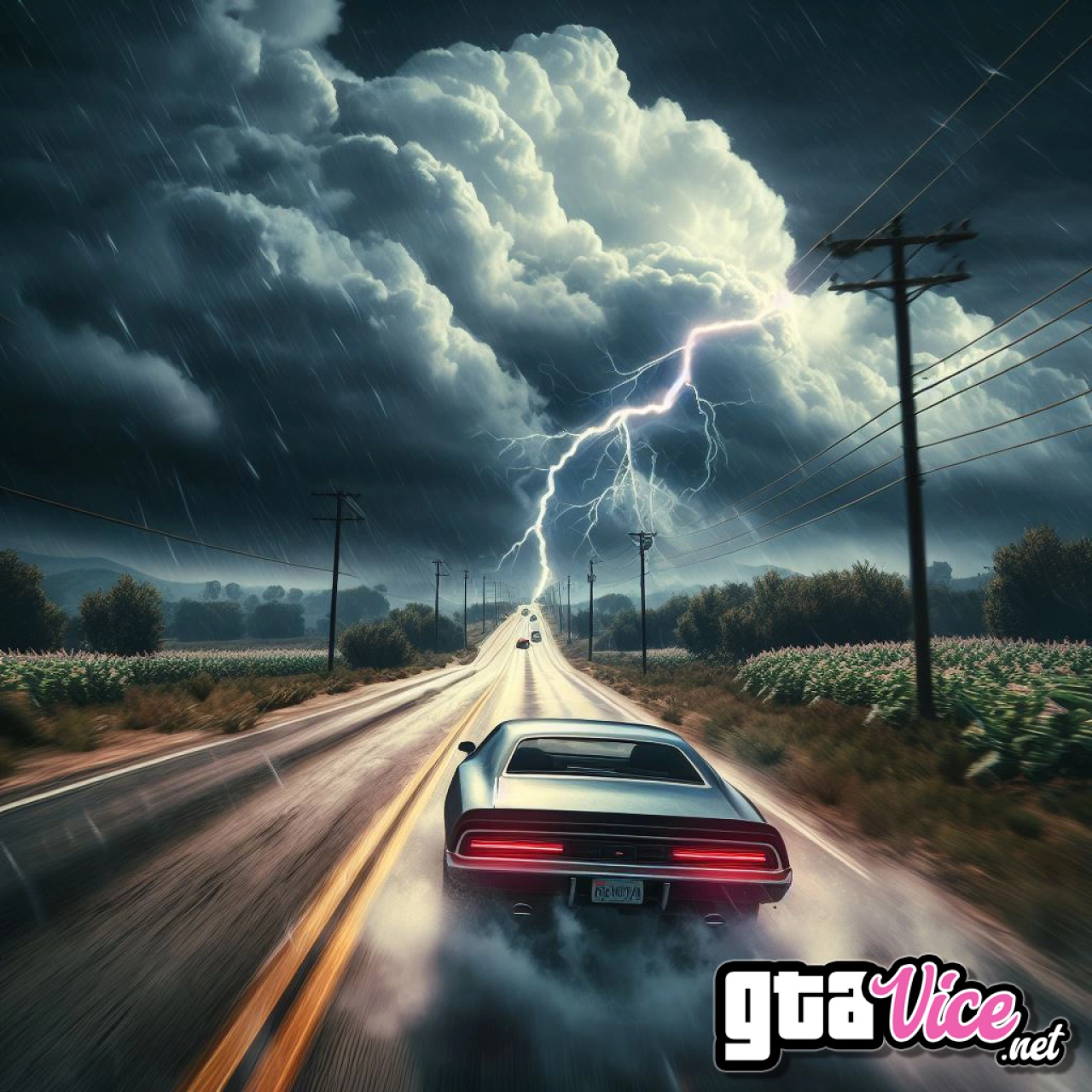 Countryside Thunder and Lightning Concept Art (AI Generated By Psy)