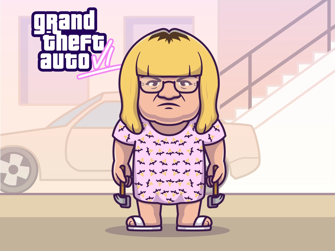 Crazy Hammer Lady Illustration Design By Catalyst