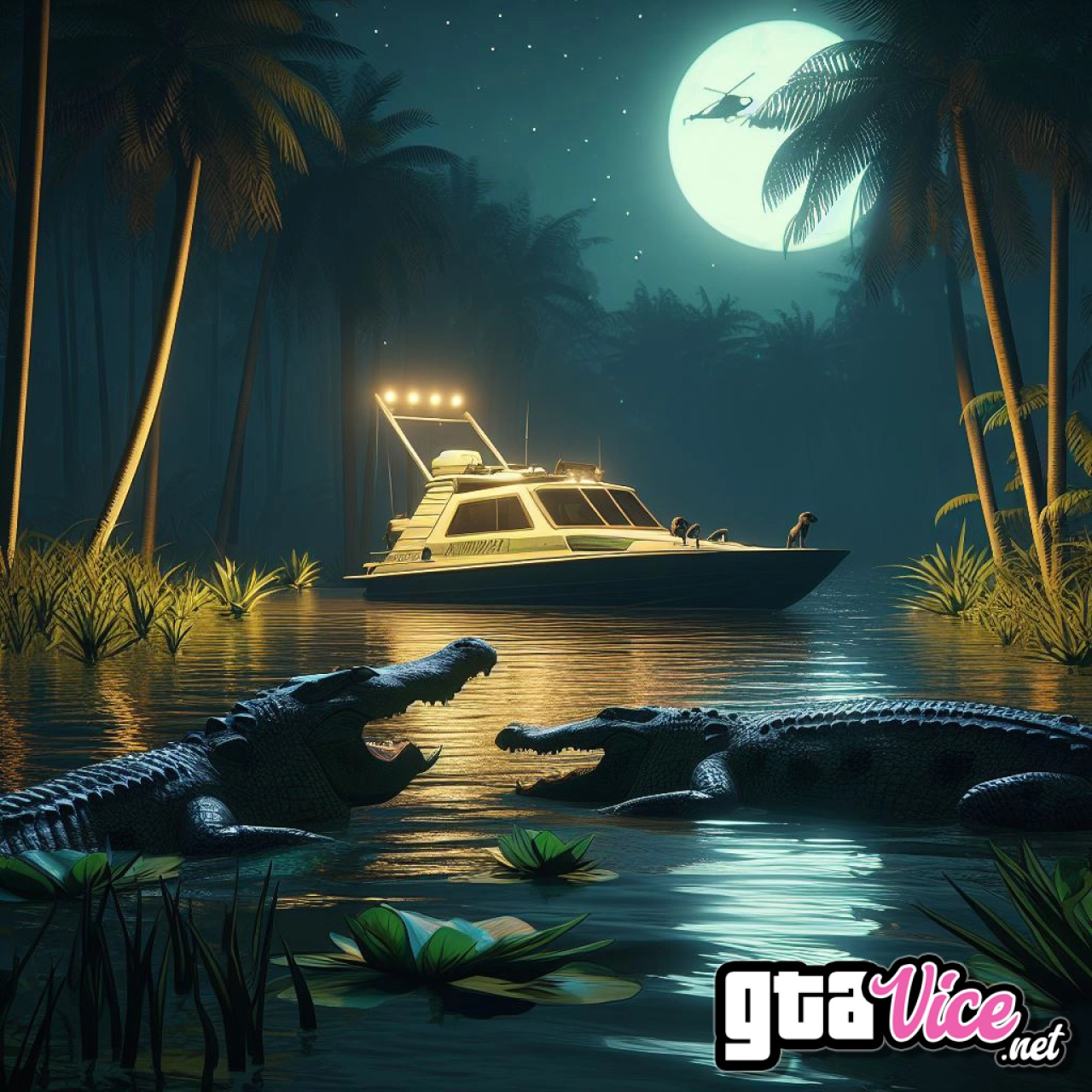 Everglades Boat Scene Concept Art (AI Generated By Psy)