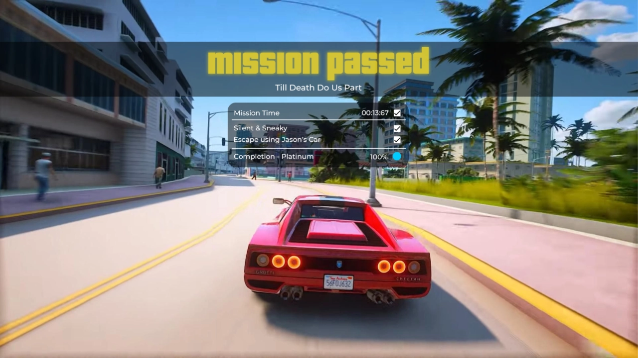 GTA VI Mission Complete Screen Concept By baregen