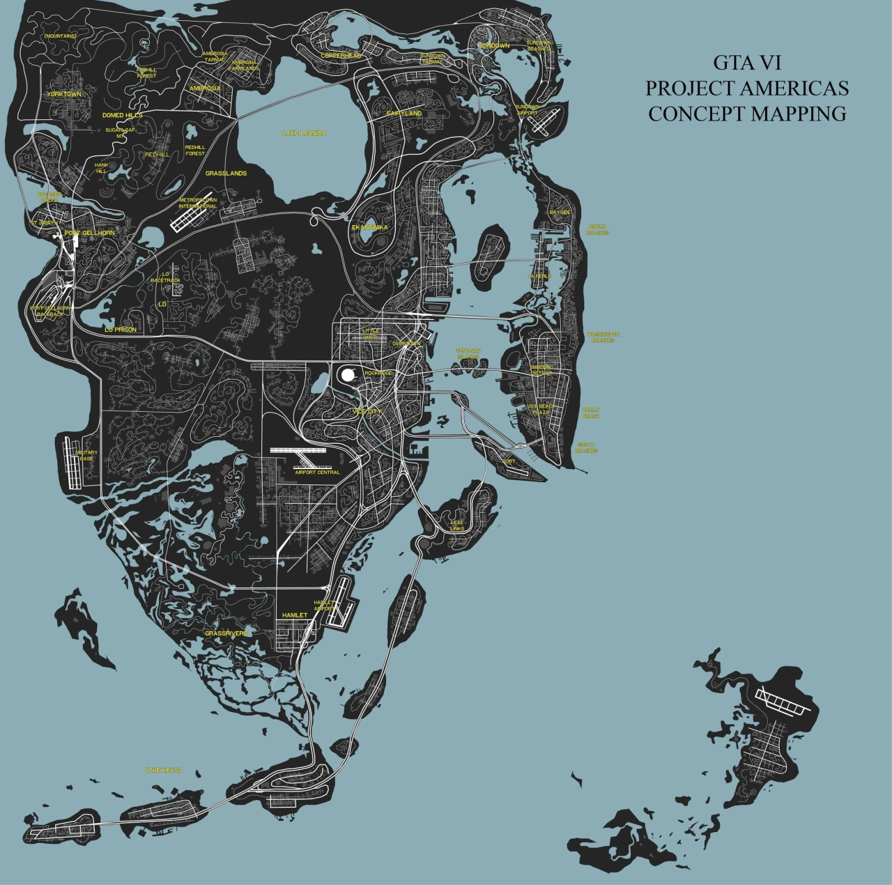GTA VI Project Americas Concept Map By EGNationnn
