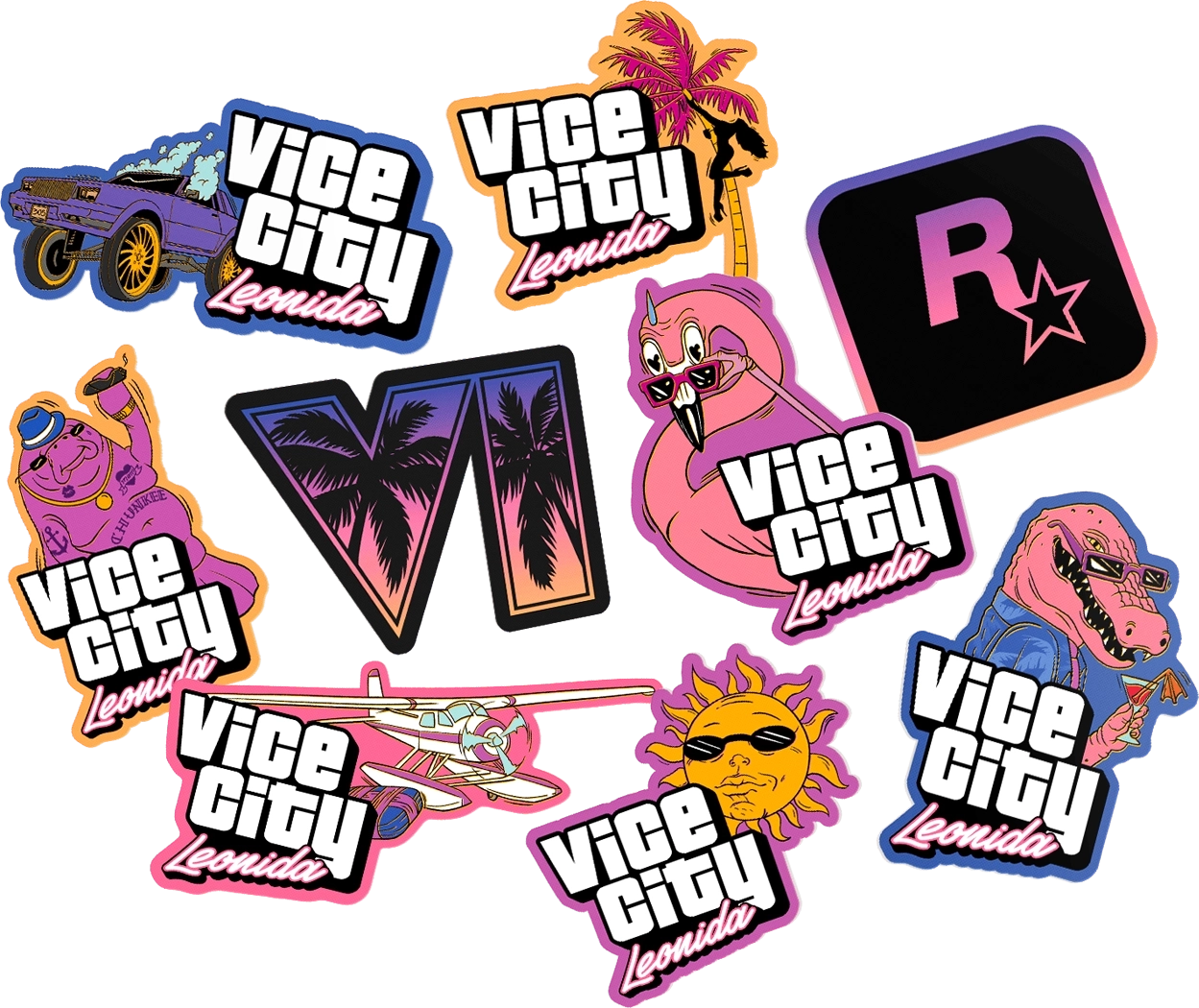 GTA VI Collectors Vice City Leonida Stickers Transparent