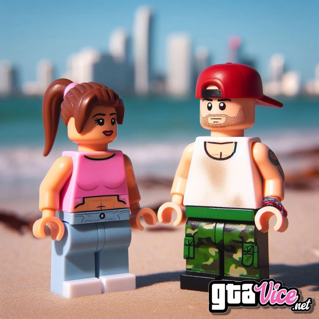 Jason and Lucia Beach LEGO Concept Art (AI Generated By Psy)
