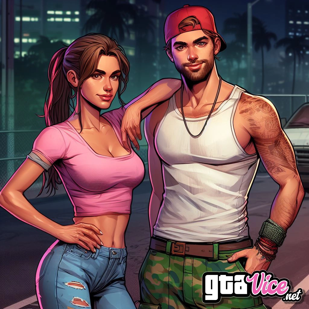 Lucia and Jason Smiling Concept Art (AI Generated By Psy)