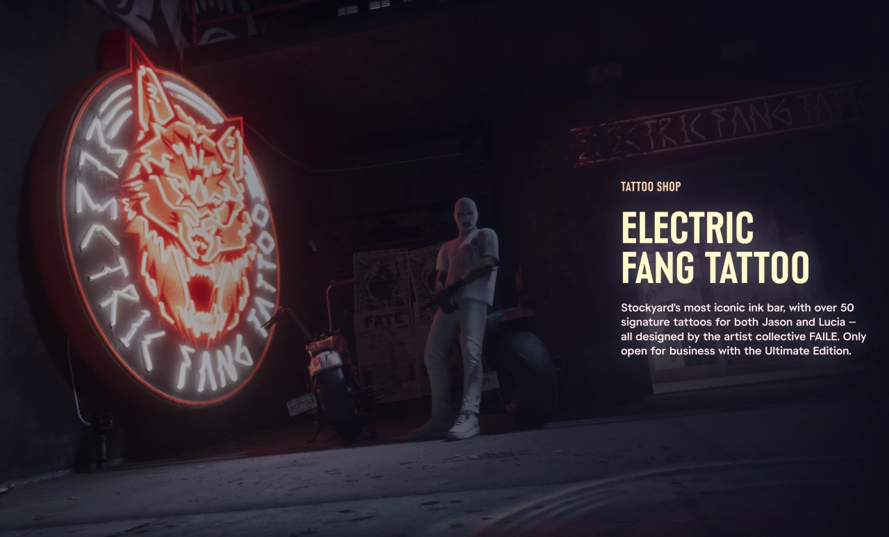 Official GTA 6 Website Ultimate Edition Electric Fang Tattoo