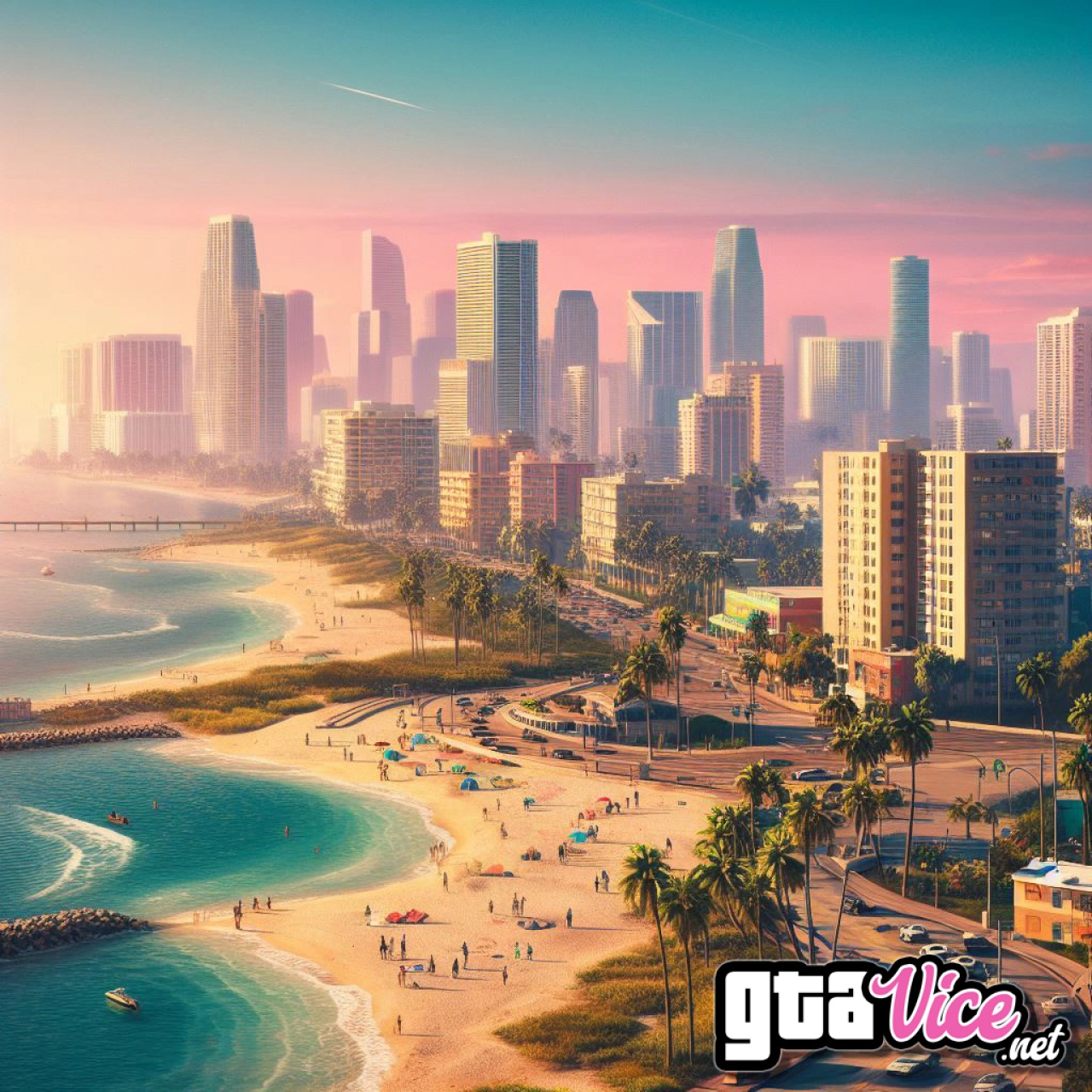 Vice City Skyline Concept Art (AI Generated By Psy)