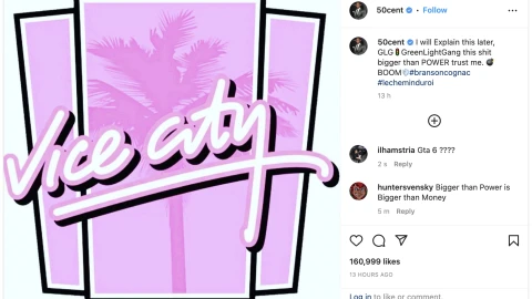 Rapper 50 Cent Posts Vice City Logo in a Teaser For His Upcoming Business Ventures