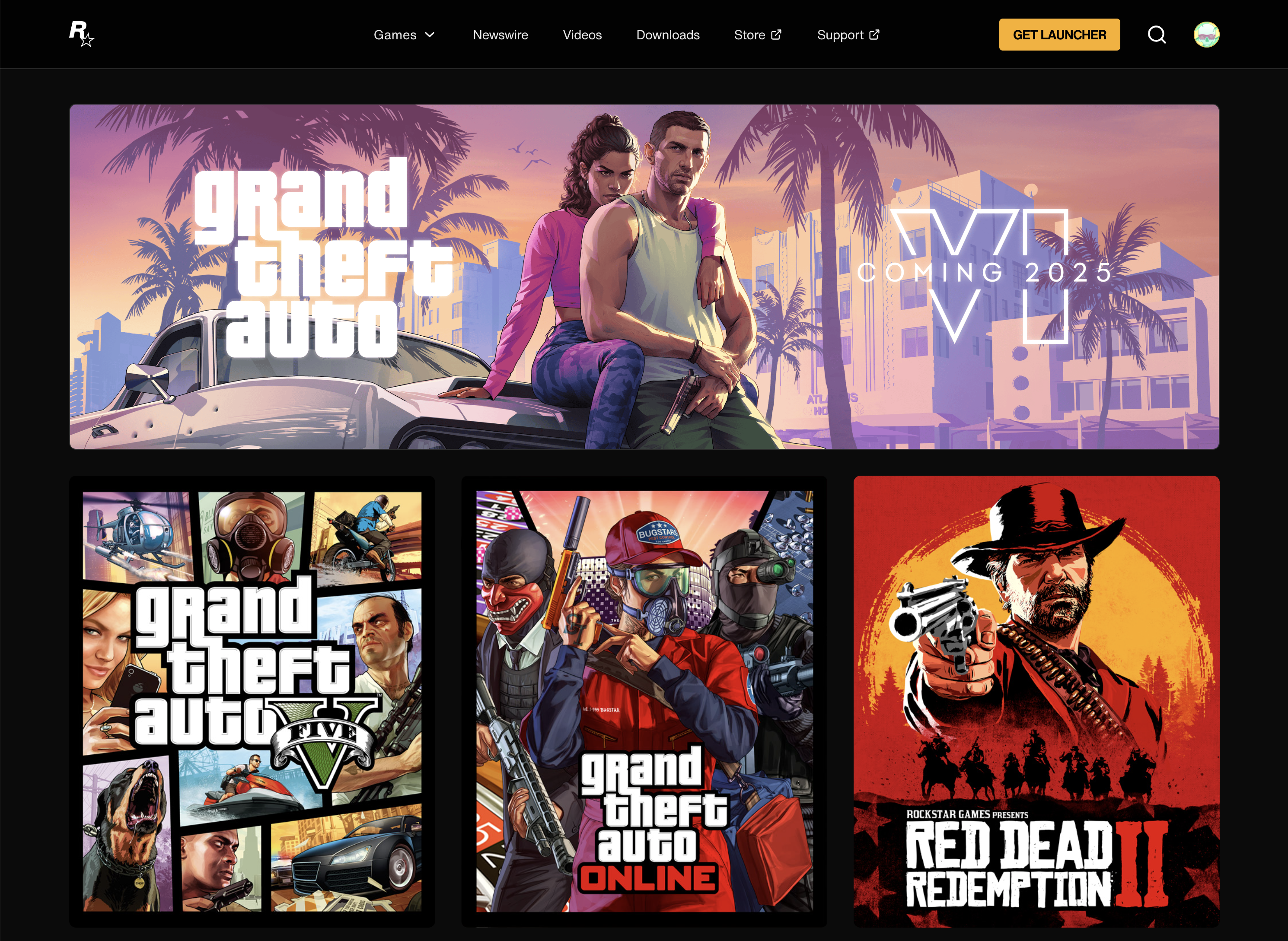 Rockstar Games Website Games Page March 8th, 2024