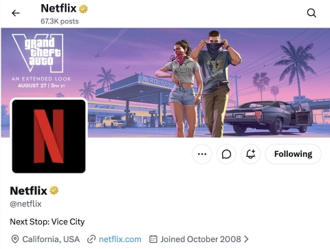 Netflix Updates its Social Banner to GTA VI