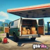A van with open doors at a gas station concept art (AI Generated By Psy)
