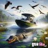 An airboat in the everglades with an alligator concept art (AI Generated By Psy)
