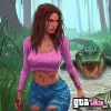 Lucia in a swamp with an alligator Concept Art (AI Generated By Psy)