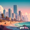 Vice City Beach and Skyline Concept Art (AI Generated By Psy)