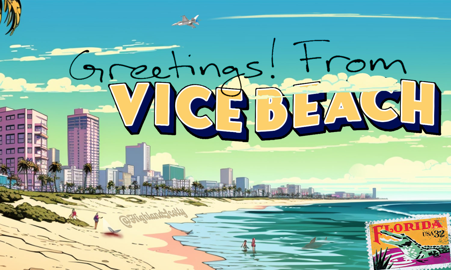 Vice Beach Postcard By HighlandScotty