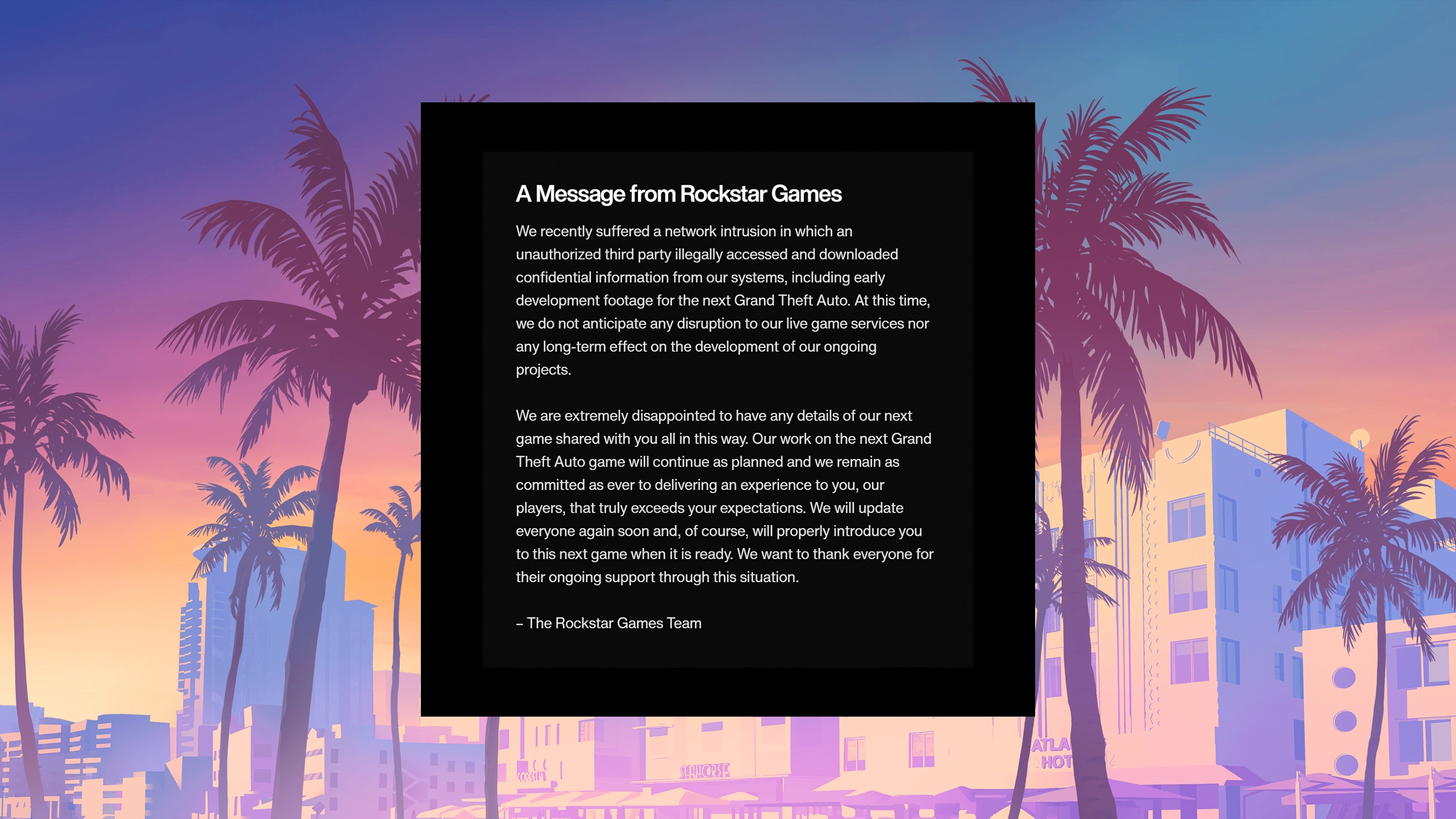 GTA 6 Leaks Two Years Later GTAVice Net Rockstar Gta Vi Leak Statement 2 Years 