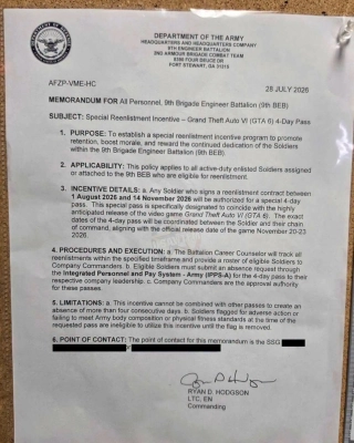 Reenlisting US Army Troops May Get a 4-Day Pass to Play GTA 6!